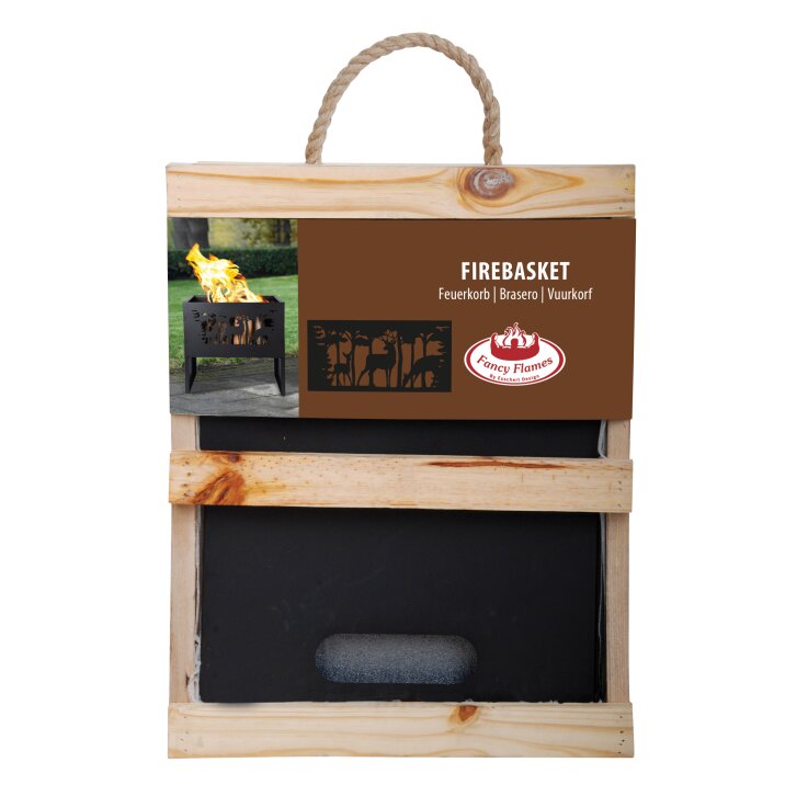 ESSCHERT DESIGN Feuerkorb mit Hirsch, rechteckig