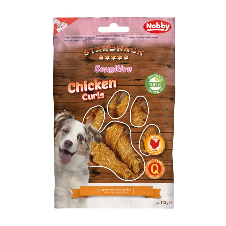 Hunde - Snacks NOBBY StarSnack Sensitive Chicken Curls, 113 g, 5 - 8 cm