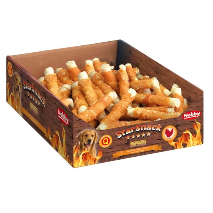 Hunde - Snacks NOBBY StarSnack Barbecue "Wrapped Chicken M", 13 cm, Ø 1,5 cm