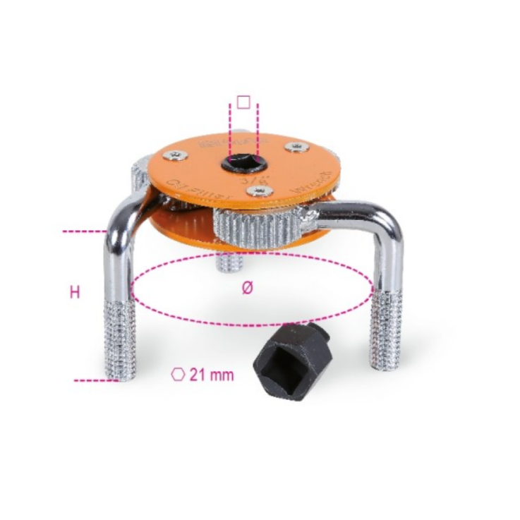BETA Selbstspannender Ölfilterschlüssel, rechts- und linksgängig, 3-armig
