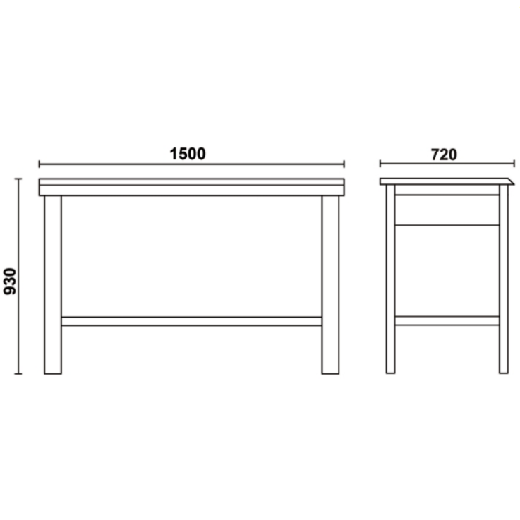 BETA Werkbank mit Arbeitsfläche aus Holz, orange