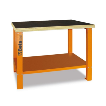 BETA Werkbank mit Arbeitsfl&auml;che aus Holz, orange