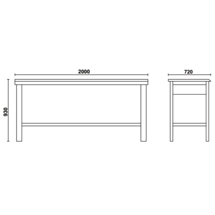 BETA Werkbank mit Arbeitsfläche aus Holz, orange
