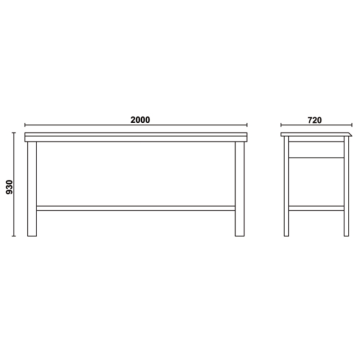 BETA Werkbank mit Arbeitsfläche aus Holz, orange