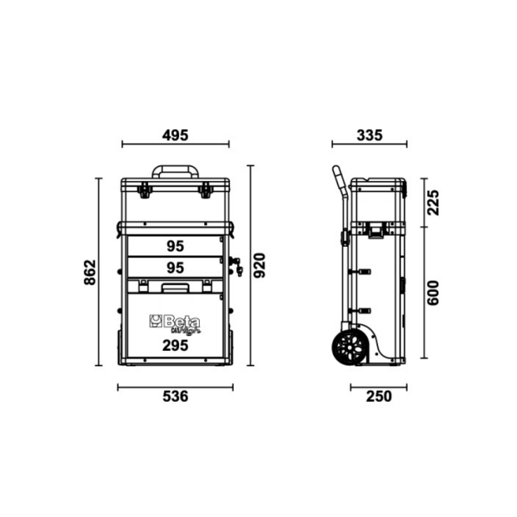 BETA Trolley mit zwei stapelbaren Modulen