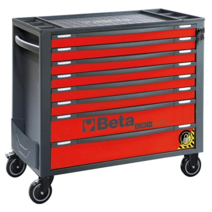 BETA Werkzeugwagen 8 Schubladen und Anti-Kipp-System, lange Ausführung, orange
