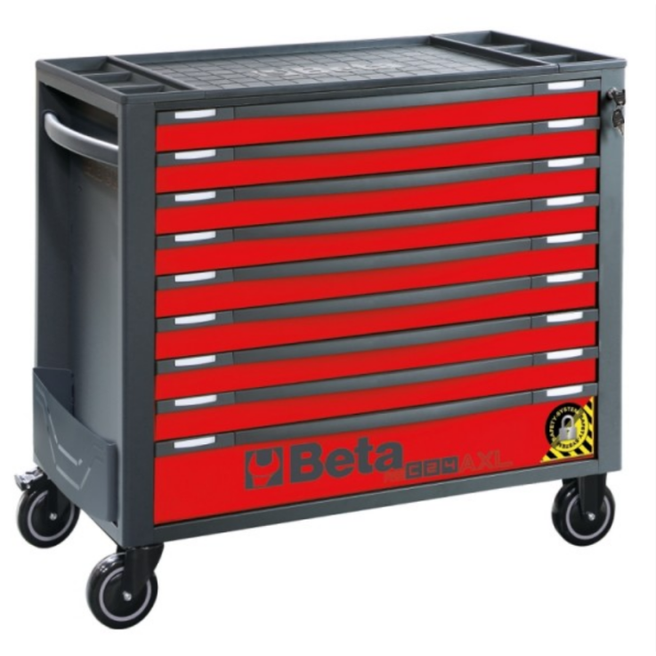 BETA Werkzeugwagen 9 Schubladen und Anti-Kipp-System, lange Ausführung, orange
