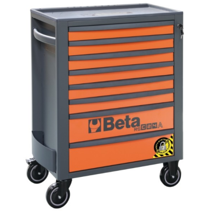 BETA Werkzeugwagen mit 8 Schubladen und Anti-Kipp-System, orange