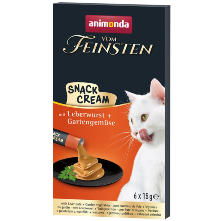 Katzen - Snacks ANIMONDA Vom Feinsten Adult Snack-Cream mit Leberwurst + Gartengemüse, 6 x 15 g