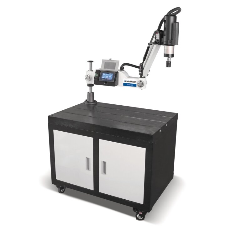 METALLKRAFT Elektrische Gewindeschneidmaschine GS 1200-36 E Aktions-Set inkl. Unterbau