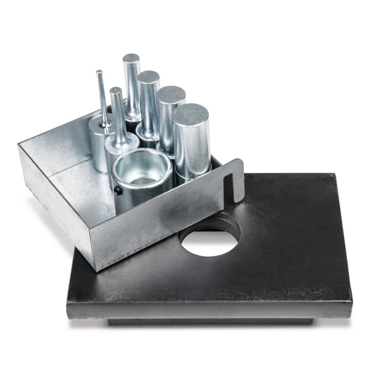 METALLKRAFT 6-teiliger Druckdornsatz mit Lochplatte für WPP 15