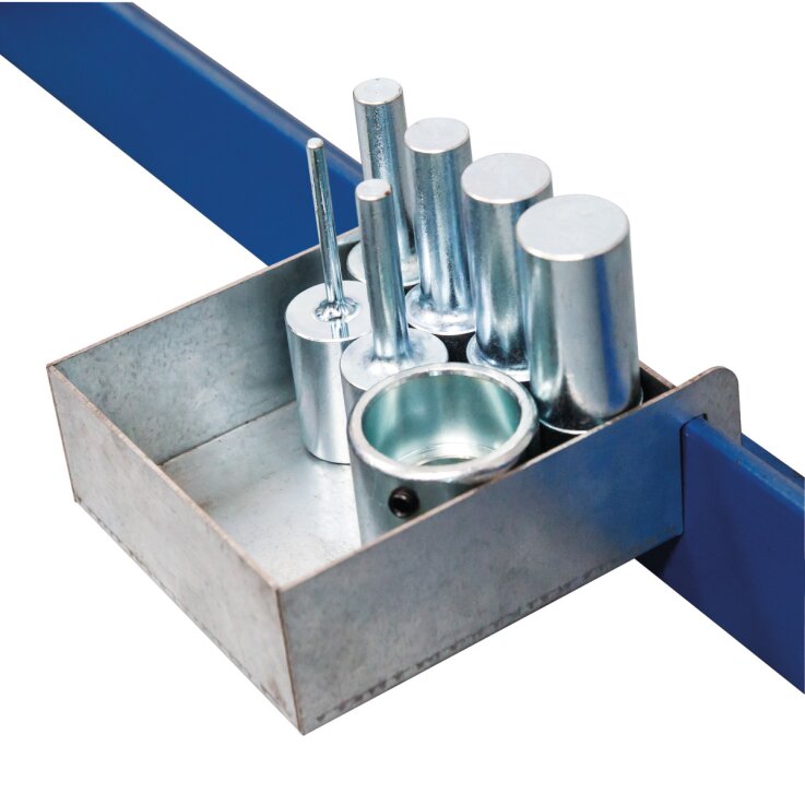 METALLKRAFT 6-teiliger Druckdornsatz mit Lochplatte für WPP 15