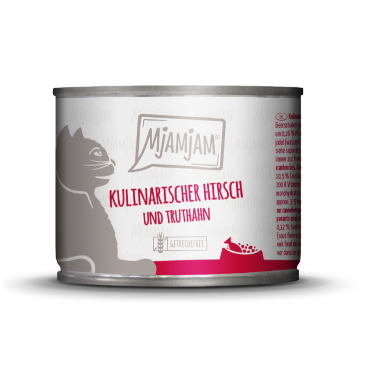 Katzen – Nassfutter MjAMjAM Adult Kulinarischer Hirsch und Truthahn an frischen Cranberries