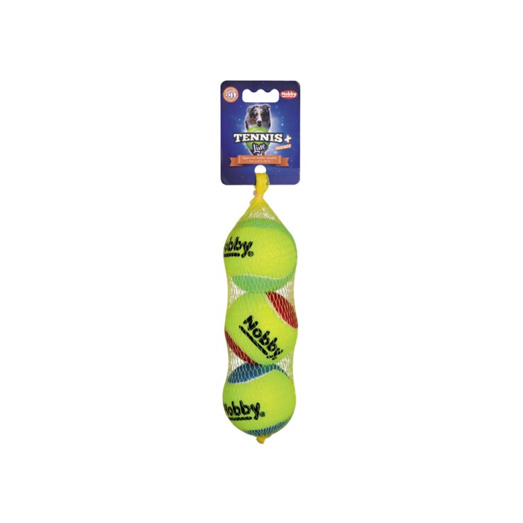 NOBBY Tennisball mit Squeaker, 3er Netz