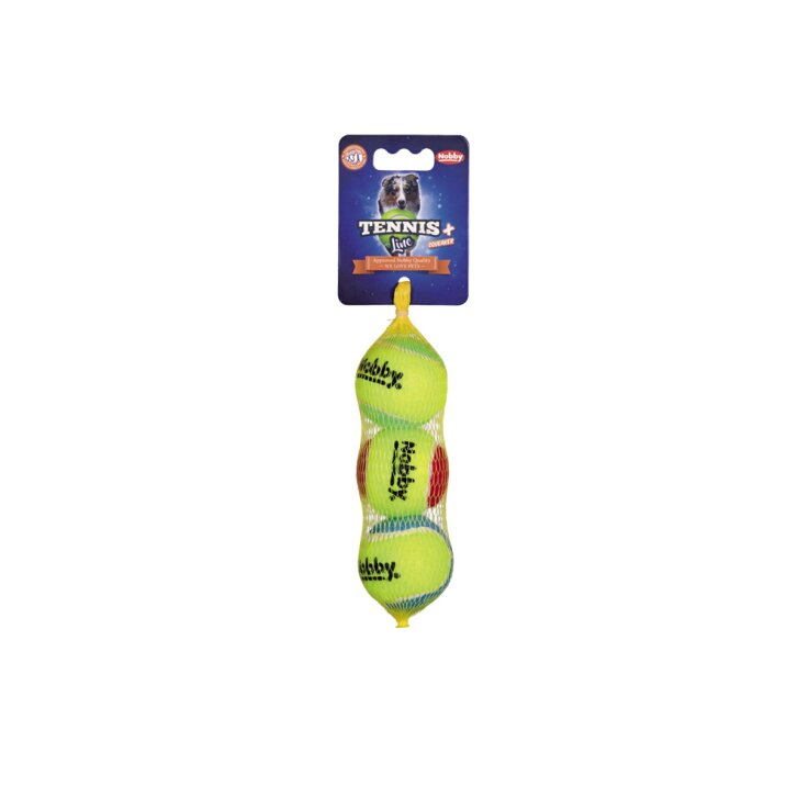 NOBBY Tennisball mit Squeaker, 3er Netz