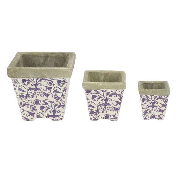 ESSCHERT DESIGN Blumentöpfe "Aged Ceramic", eckig, 3er Set