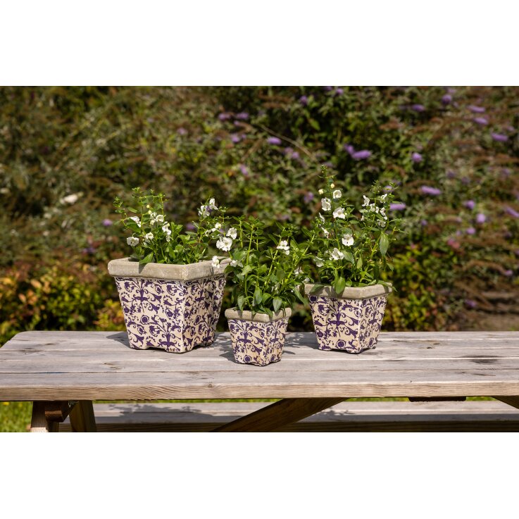 ESSCHERT DESIGN Blumentöpfe "Aged Ceramic", eckig, 3er Set