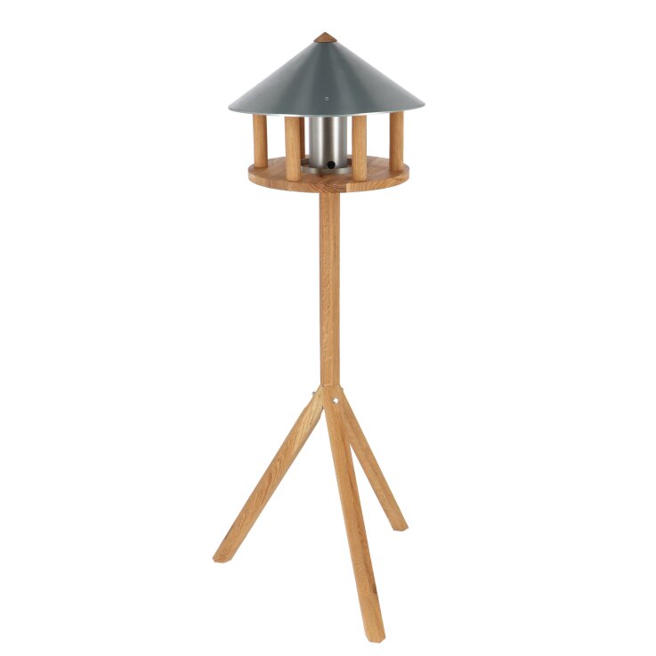 ESSCHERT DESIGN Futterhaus aus Eiche mit Zinkdach und Silo