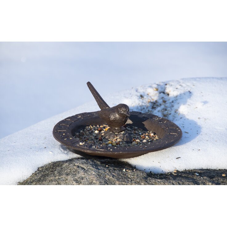 ESSCHERT DESIGN Vogeltränke mit Sonnenuhr aus Gusseisen