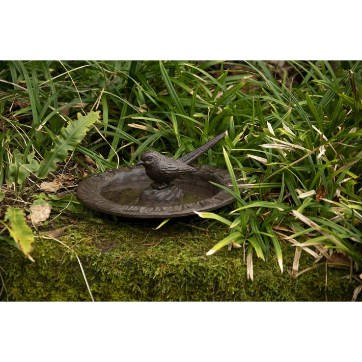 ESSCHERT DESIGN Vogeltränke mit Sonnenuhr aus Gusseisen