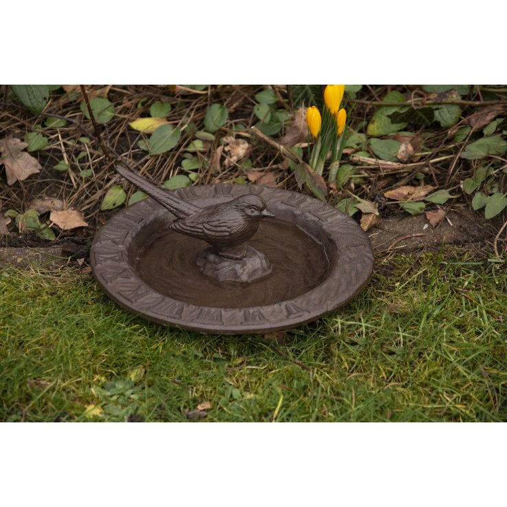 ESSCHERT DESIGN Vogeltränke mit Sonnenuhr aus Gusseisen