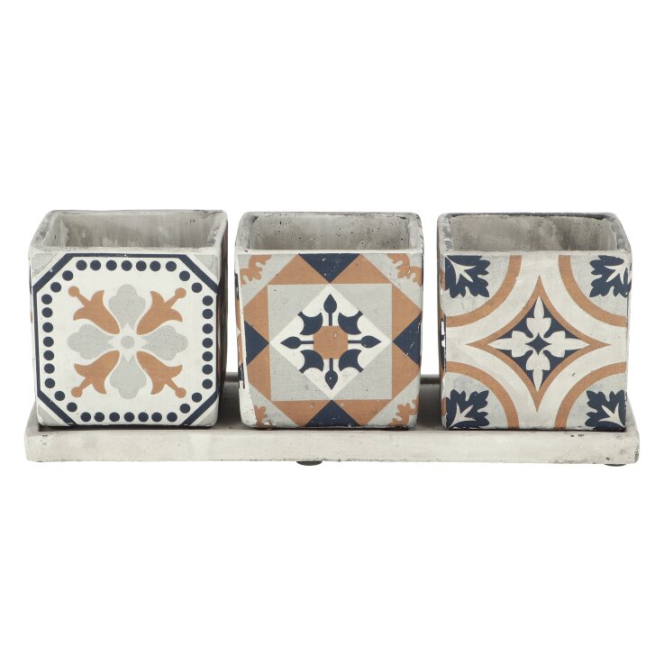 ESSCHERT DESIGN Topfset auf Tray "Portugiesische Kacheln"