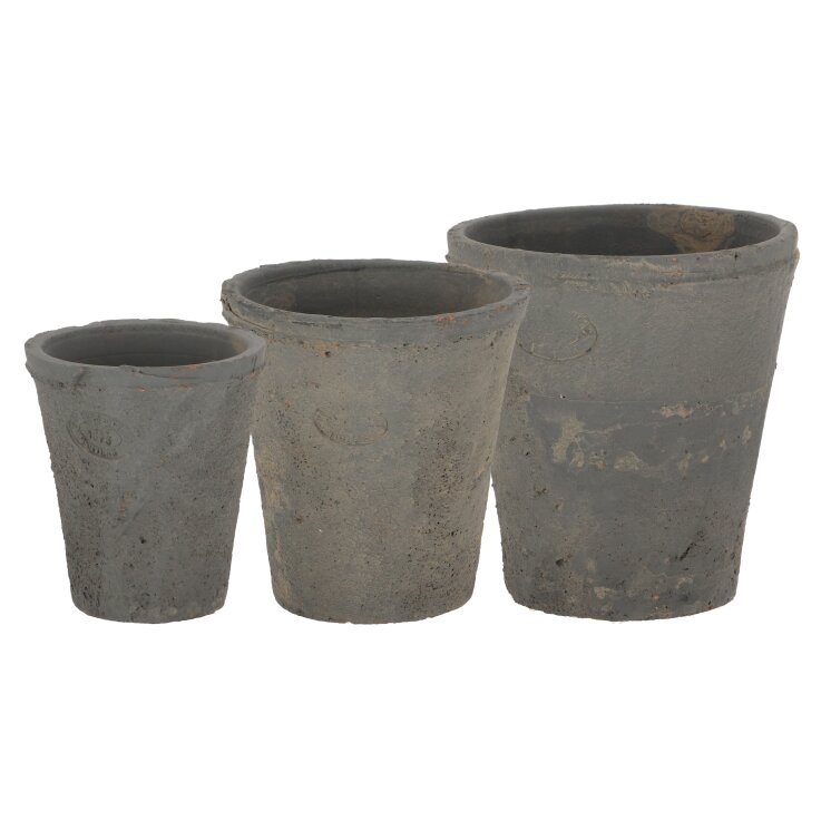 ESSCHERT DESIGN Terracotta Blumentöpfe, anthrazit, 3er Set