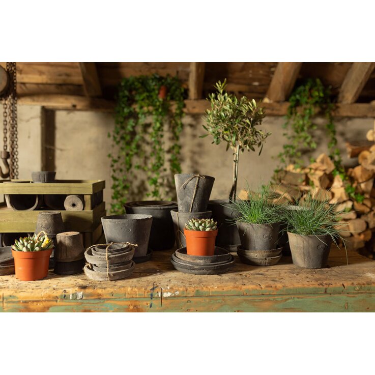 ESSCHERT DESIGN Terracotta Blumentöpfe, anthrazit, 3er Set
