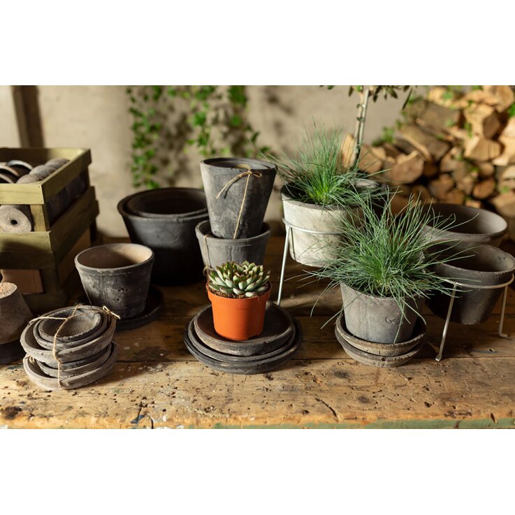 ESSCHERT DESIGN Terracotta Blumentöpfe, anthrazit, 3er Set