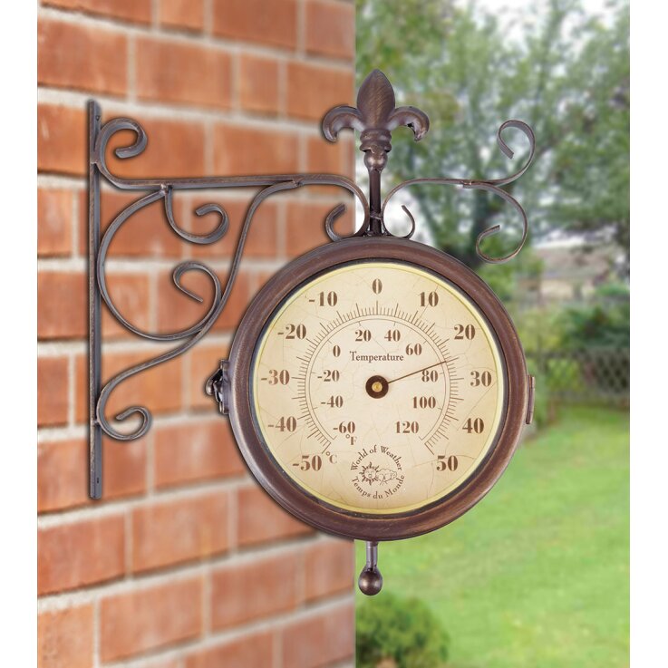 ESSCHERT DESIGN Bahnhofsuhr mit Thermometer