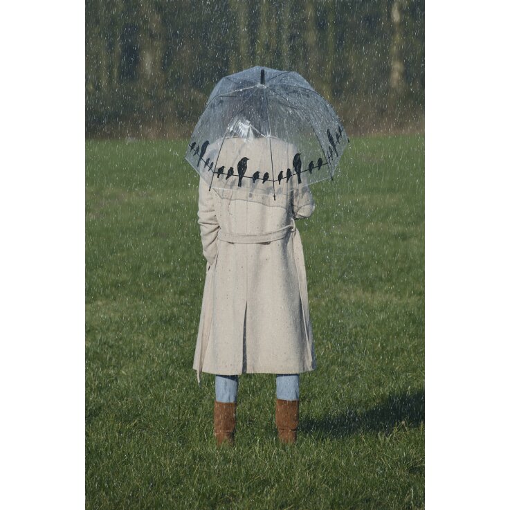ESSCHERT DESIGN Regenschirm "Vögel auf Draht", transparent