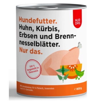 Hunde - Nassfutter NUR DAS Huhn mit Kürbis, Erbsen...