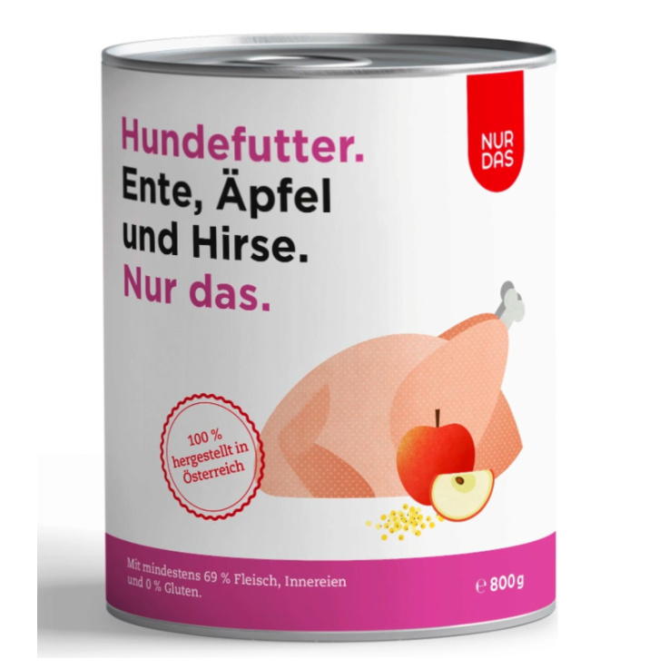 Hunde - Nassfutter NUR DAS Ente mit Äpfel und Hirse