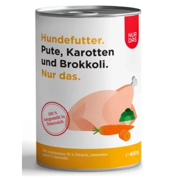 Hunde - Nassfutter NUR DAS Pute mit Karotten und Brokkoli
