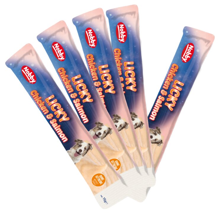 Hunde - Snacks NOBBY Licky Dog Chicken & Salmon, 5 x 15 g