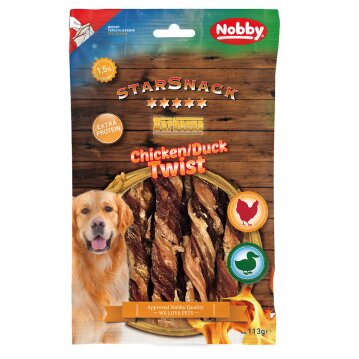 Hunde - Snacks NOBBY StarSnack BBQ Chicken Duck Twist, 113 g