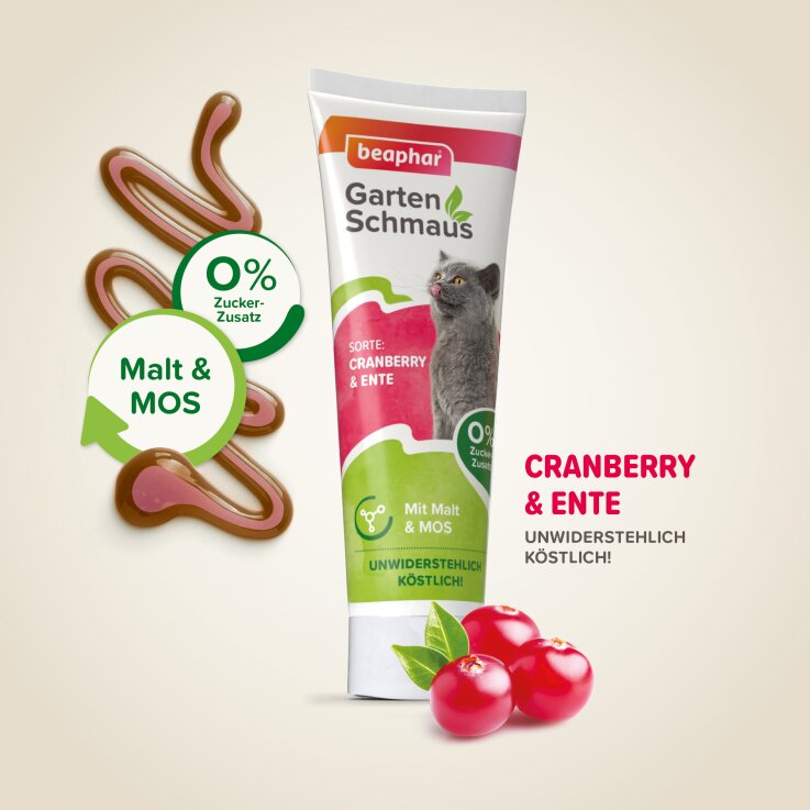BEAPHAR Garten Schmaus Paste für Katzen, Cranberry & Ente, 100 g