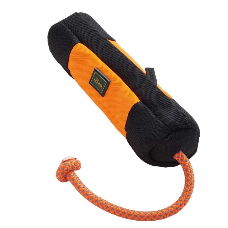 HUNTER Trainer Snack Dummy mit Seil, orange/schwarz, 20 cm, Gesamtlänge: 34 cm