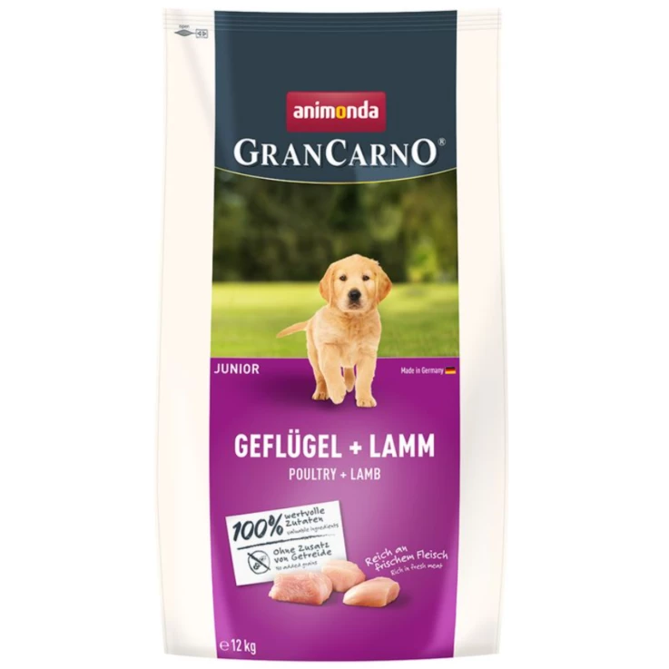 Hunde - Trockenfutter GranCarno Junior Geflügel + Lamm