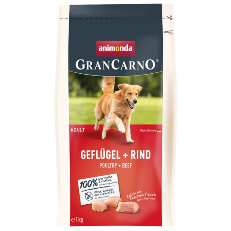 Hunde - Trockenfutter GranCarno Adult Geflügel + Rind