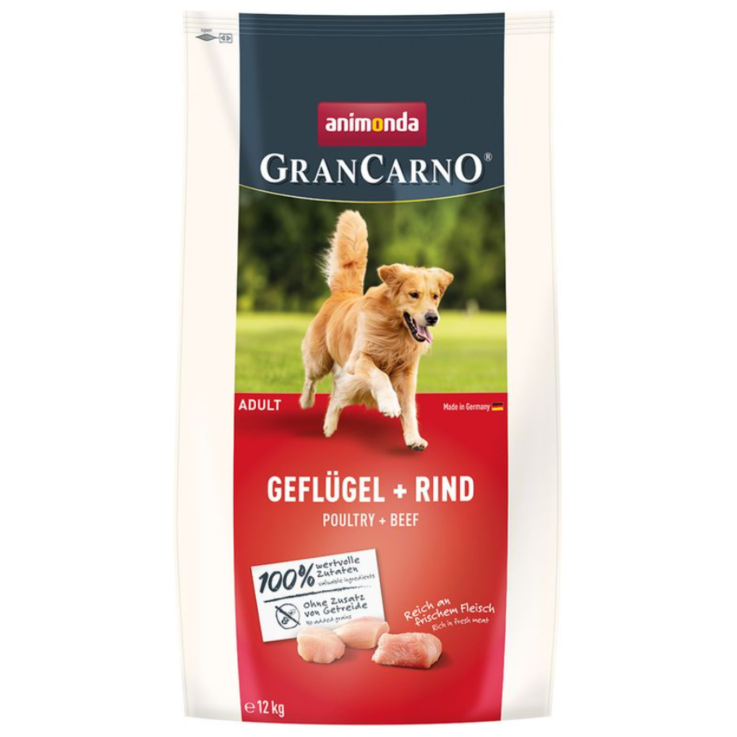 Hunde - Trockenfutter GranCarno Adult Geflügel + Rind