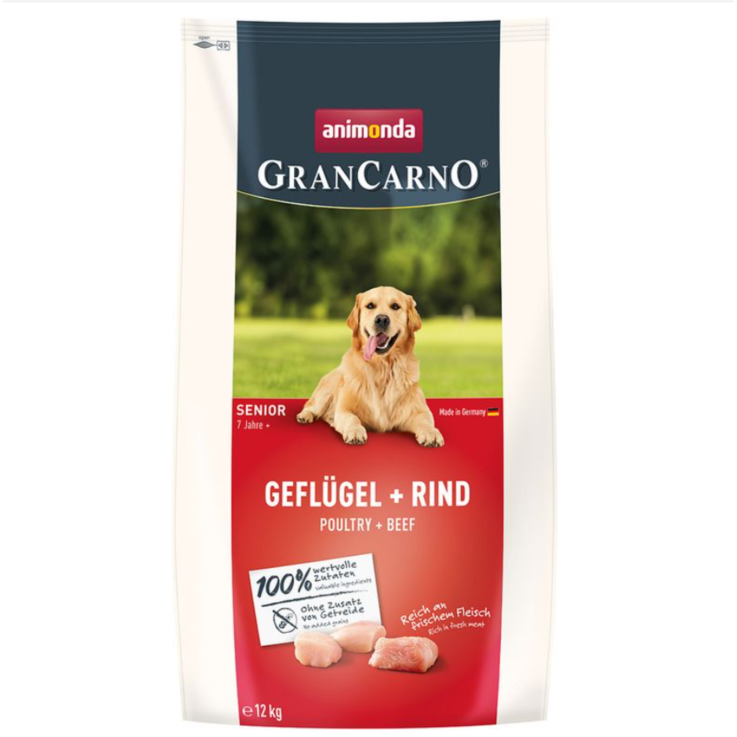 Hunde - Trockenfutter GranCarno Senior Geflügel + Rind