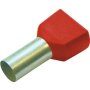 Haupa 270798 Twin Aderendh&uuml;lsen f&uuml;r zwei Leiter ,10mm&sup2;/14mm, rot, 100 St&uuml;ck