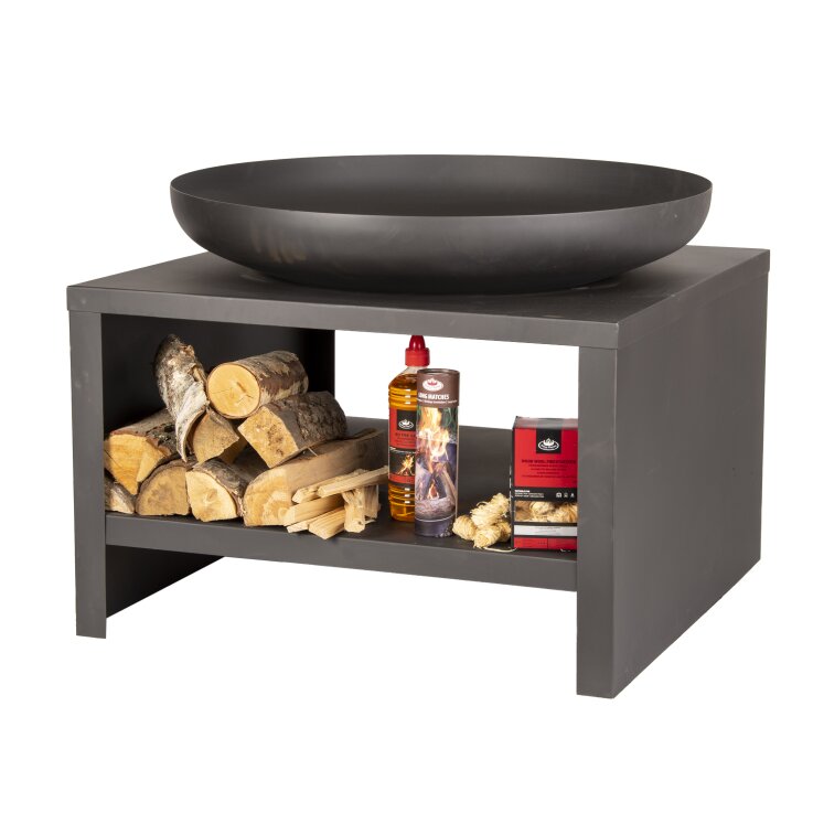 ESSCHERT DESIGN Feuerschale mit Holzfach, Ø 80 cm