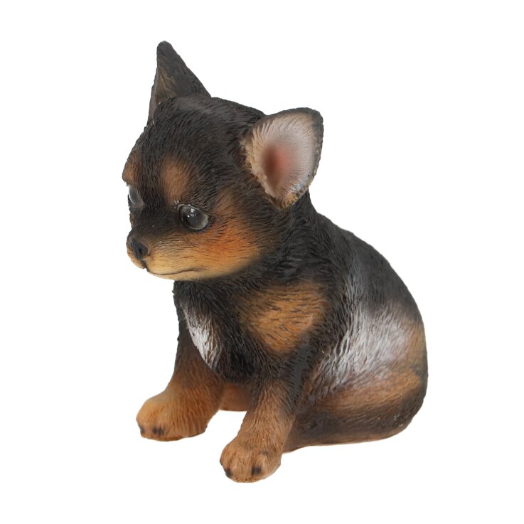 ESSCHERT DESIGN Deko - Figur Sitzender Welpe, Spitz, braun-schwarz