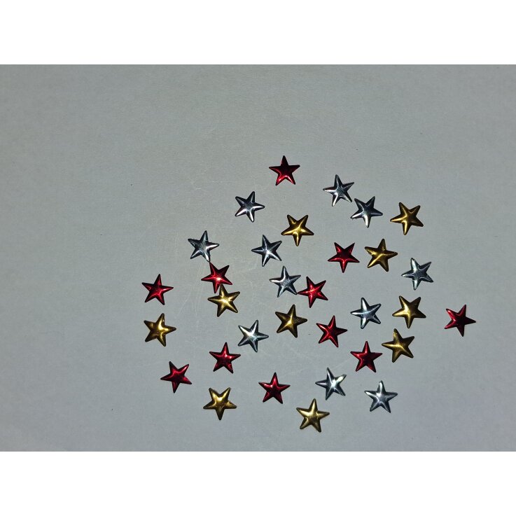Strass Stern rot/silber/gold 8x8 mm