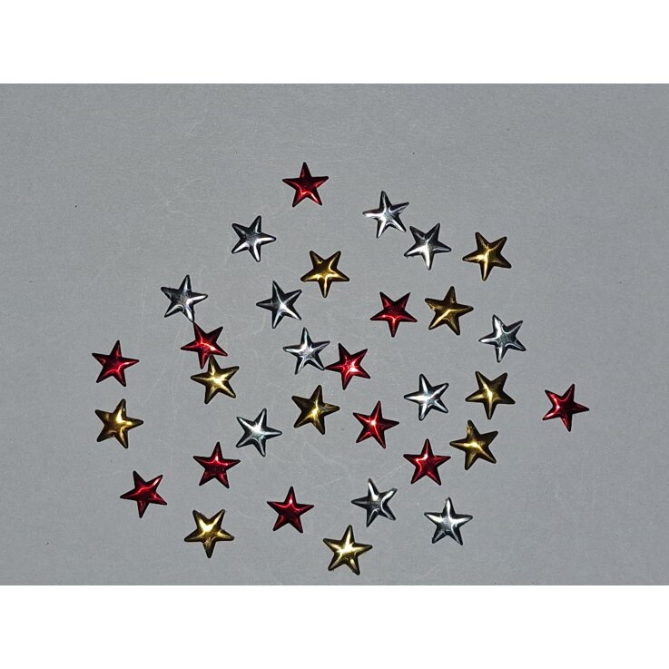 Strass Stern rot/silber/gold 8x8 mm