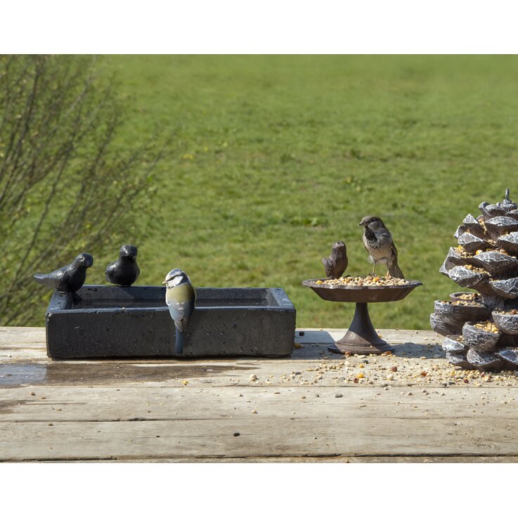 ESSCHERT DESIGN Vogeltränke aus Terrazzo, schwarz