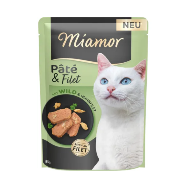 Katzen - Nassfutter MIAMOR Adult Pâté & Filet mit Wild, 85 g