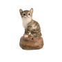 ESSCHERT DESIGN Deko - Figur Begr&uuml;&szlig;ungsk&auml;tzchen auf Stein mit Sound, grau-getigert